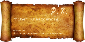 Priher Kreszcencia névjegykártya